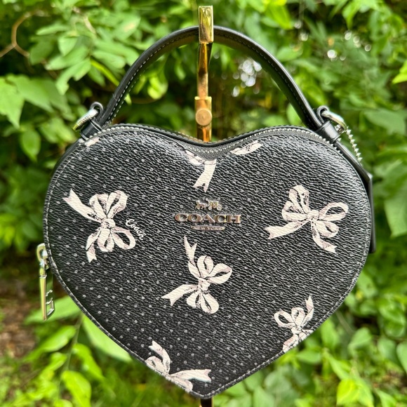 Coach Heart Crossbody Bag With Bow Print - Picture 2 of 14